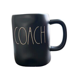 Rae Dunn Black "Coach" Artisan Collection Coffee Mug 16 Oz Black Ceramic